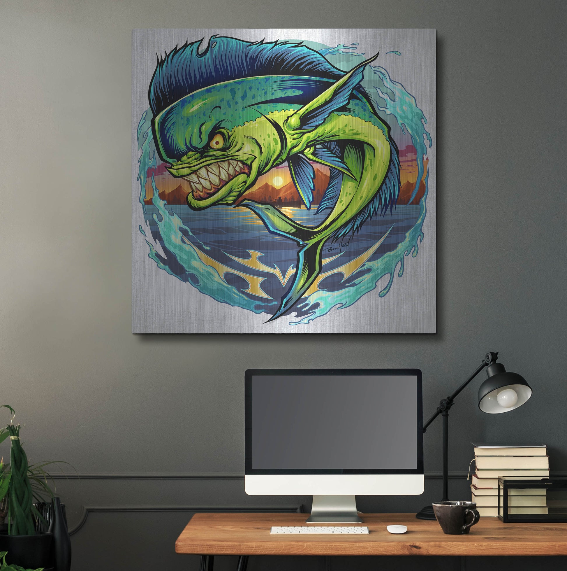 Luxe Metal Art 'Angry Mahi-Mahi' by Flyland Designs, Metal Wall Art,36x36