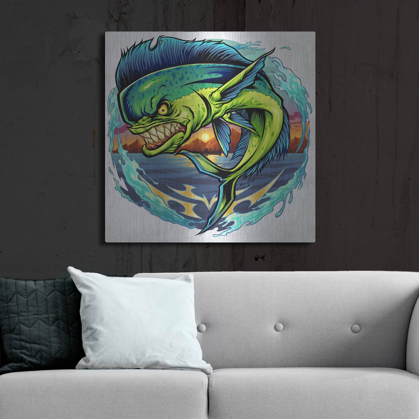 Luxe Metal Art 'Angry Mahi-Mahi' by Flyland Designs, Metal Wall Art,36x36