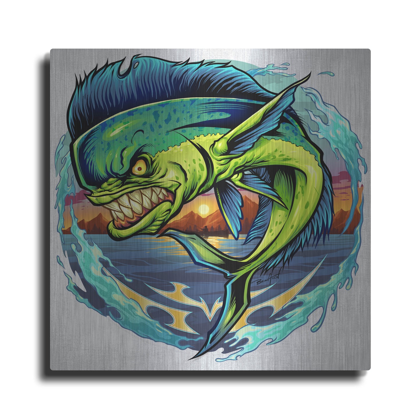 Luxe Metal Art 'Angry Mahi-Mahi' by Flyland Designs, Metal Wall Art