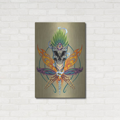 Luxe Metal Art 'Cannabis Skull Illustration' by Flyland Designs, Metal Wall Art,24x36