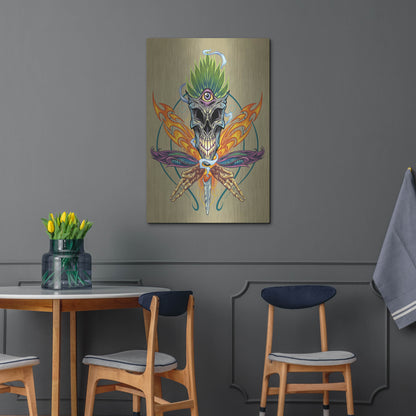 Luxe Metal Art 'Cannabis Skull Illustration' by Flyland Designs, Metal Wall Art,24x36