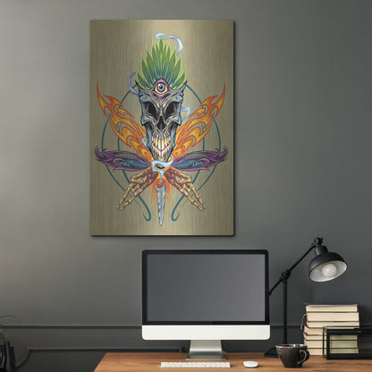 Luxe Metal Art 'Cannabis Skull Illustration' by Flyland Designs, Metal Wall Art,24x36