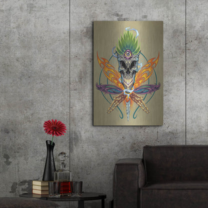 Luxe Metal Art 'Cannabis Skull Illustration' by Flyland Designs, Metal Wall Art,24x36