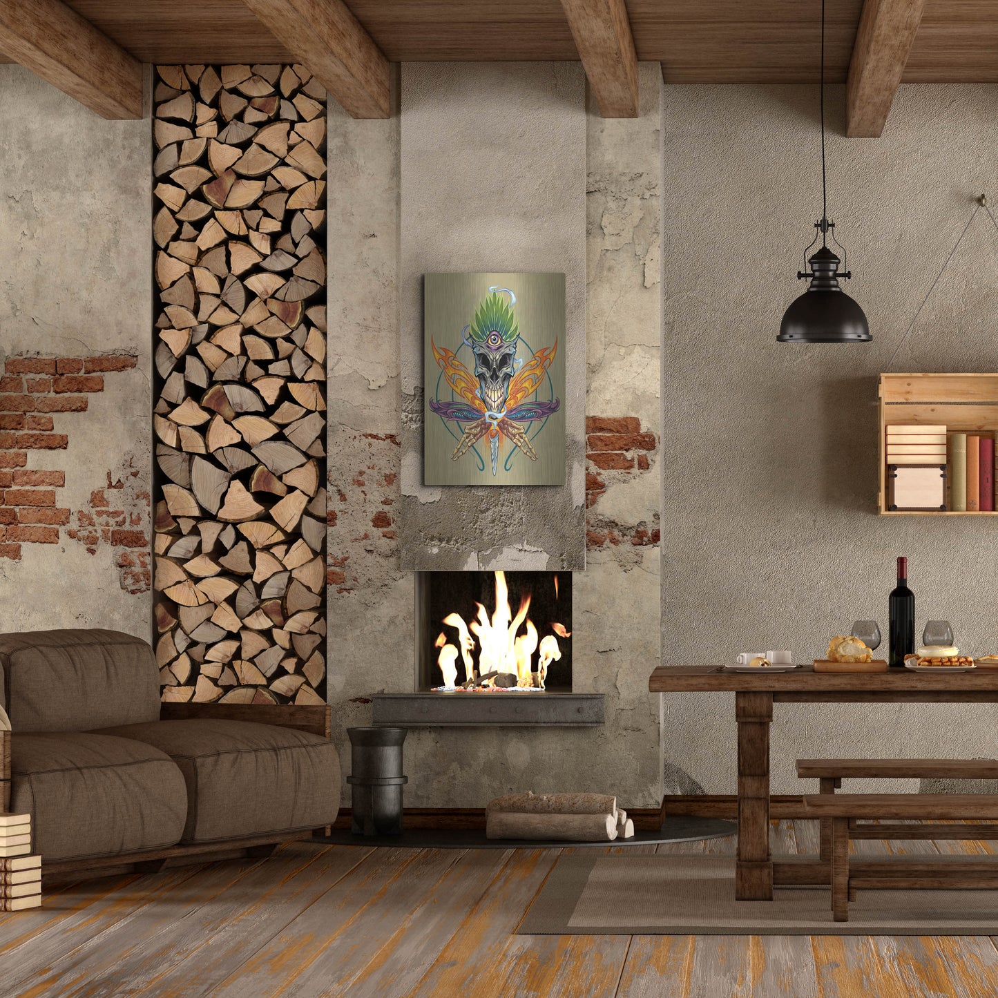 Luxe Metal Art 'Cannabis Skull Illustration' by Flyland Designs, Metal Wall Art,24x36