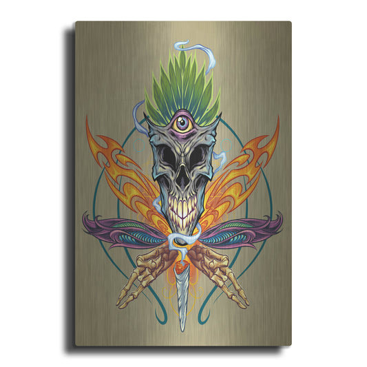 Luxe Metal Art 'Cannabis Skull Illustration' by Flyland Designs, Metal Wall Art