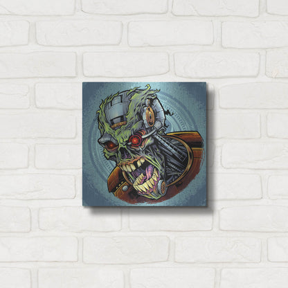 Luxe Metal Art 'Cyborg Zombie' by Flyland Designs, Metal Wall Art,12x12