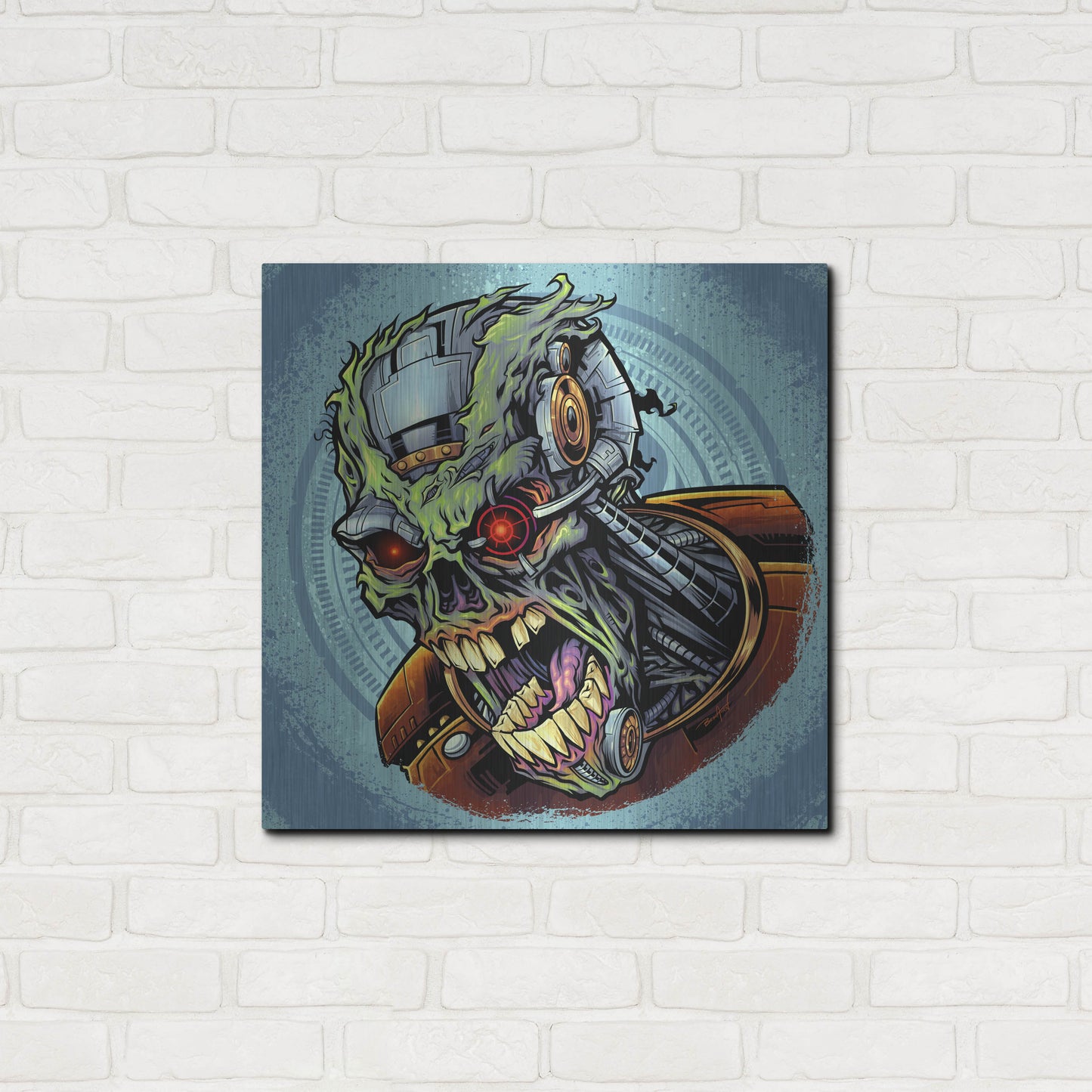 Luxe Metal Art 'Cyborg Zombie' by Flyland Designs, Metal Wall Art,24x24