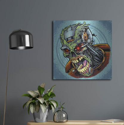 Luxe Metal Art 'Cyborg Zombie' by Flyland Designs, Metal Wall Art,24x24