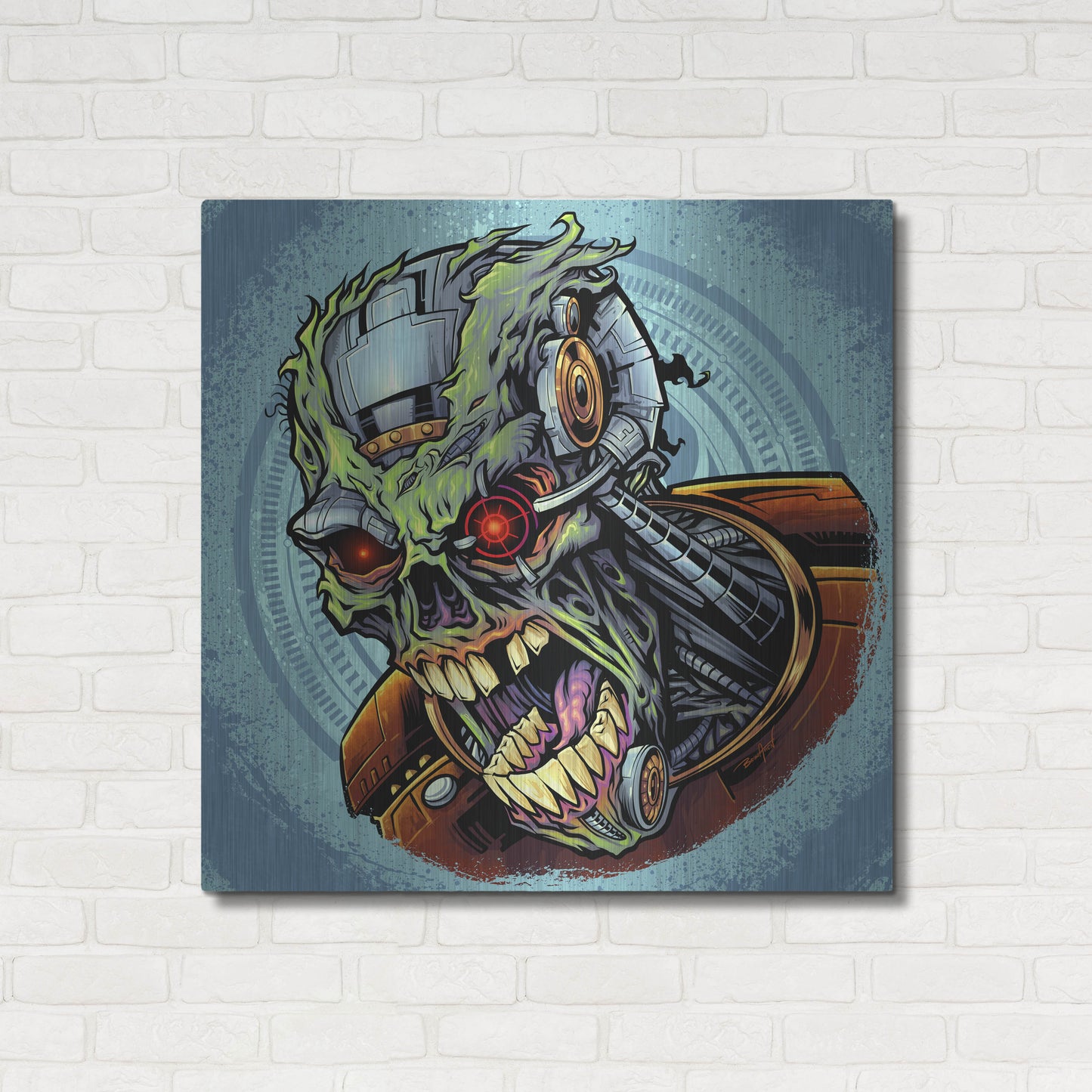 Luxe Metal Art 'Cyborg Zombie' by Flyland Designs, Metal Wall Art,36x36
