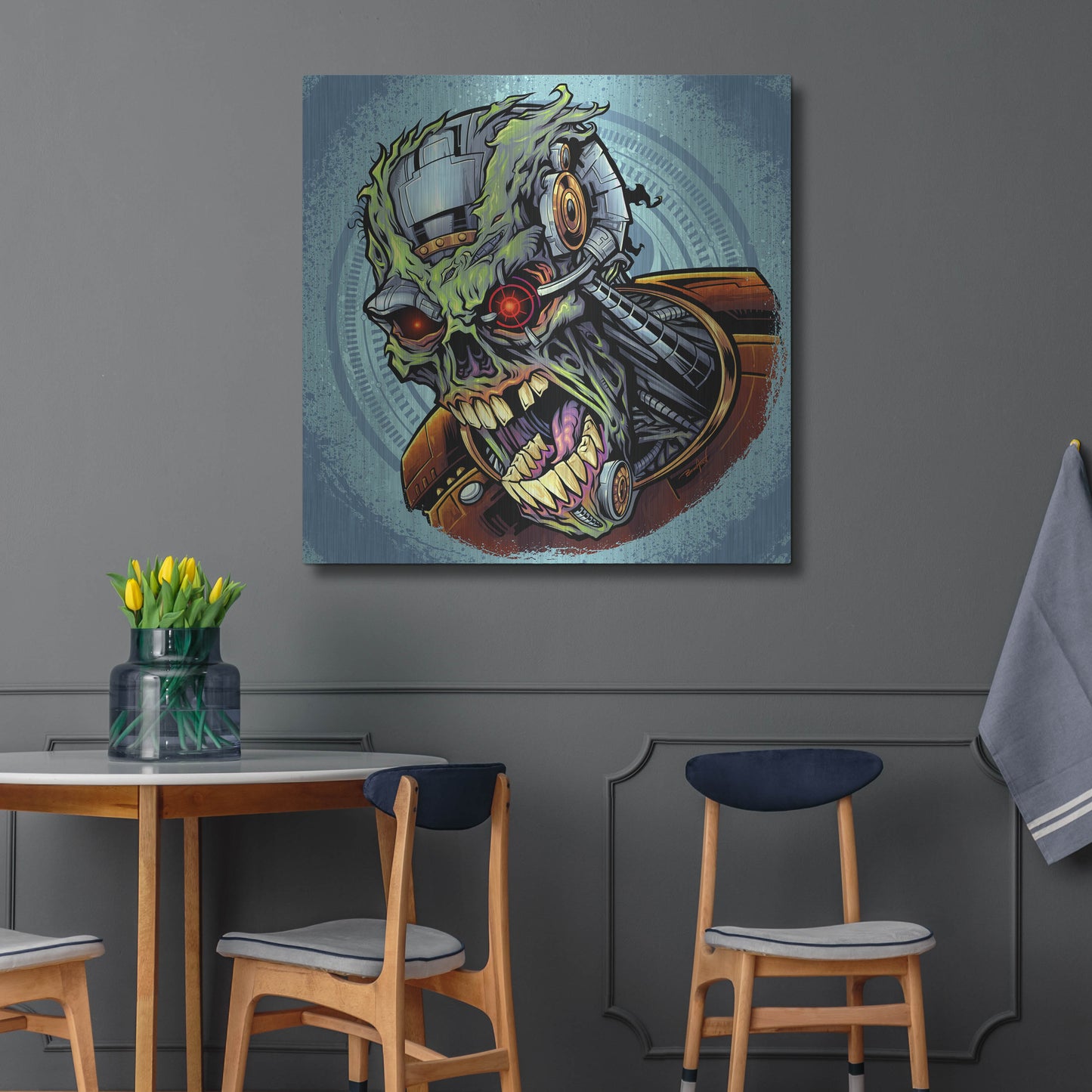 Luxe Metal Art 'Cyborg Zombie' by Flyland Designs, Metal Wall Art,36x36