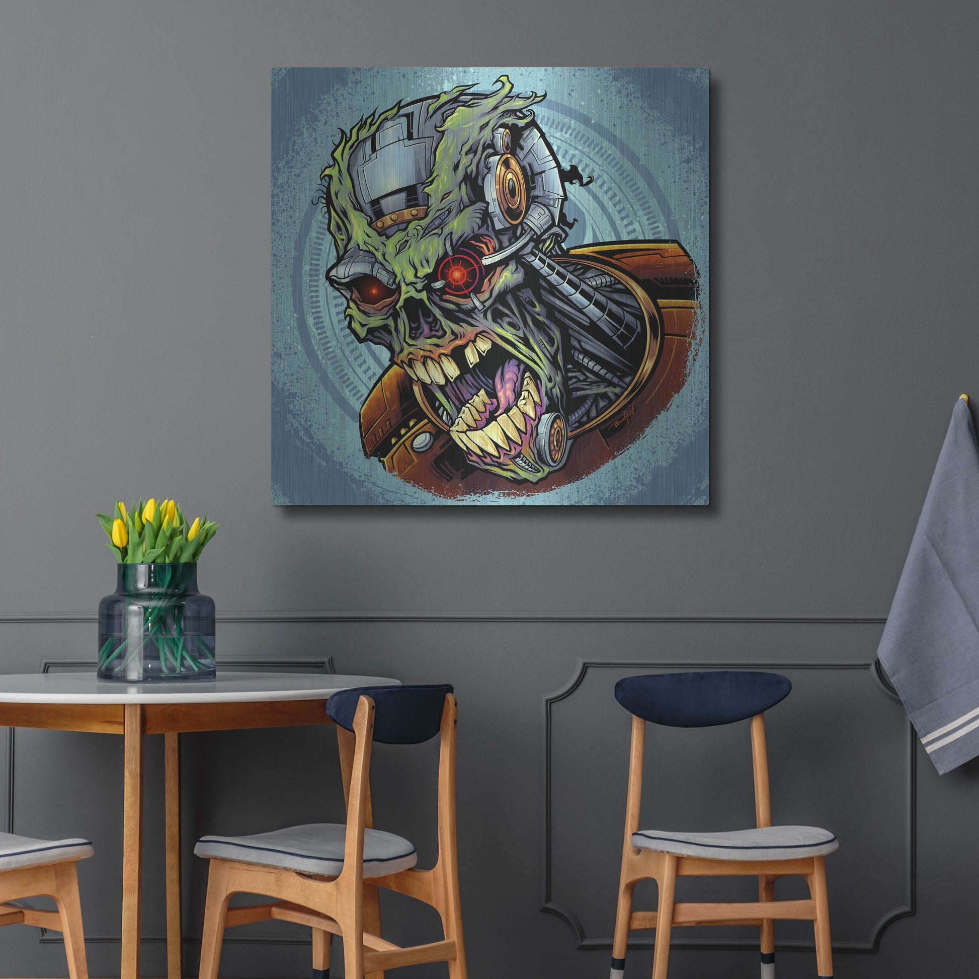 Luxe Metal Art 'Cyborg Zombie' by Flyland Designs, Metal Wall Art,36x36