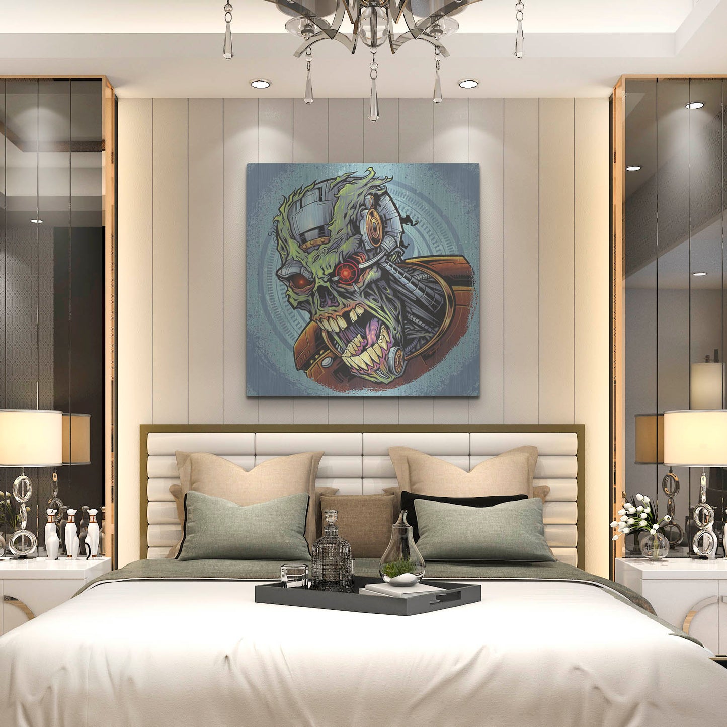Luxe Metal Art 'Cyborg Zombie' by Flyland Designs, Metal Wall Art,36x36
