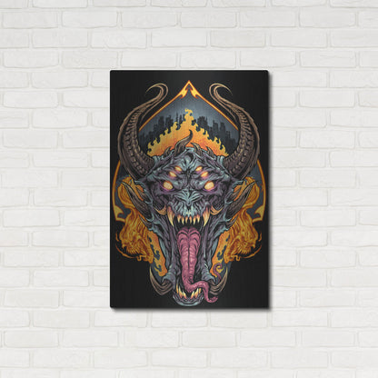 Luxe Metal Art 'Demon Face and Fire Skulls' by Flyland Designs, Metal Wall Art,24x36