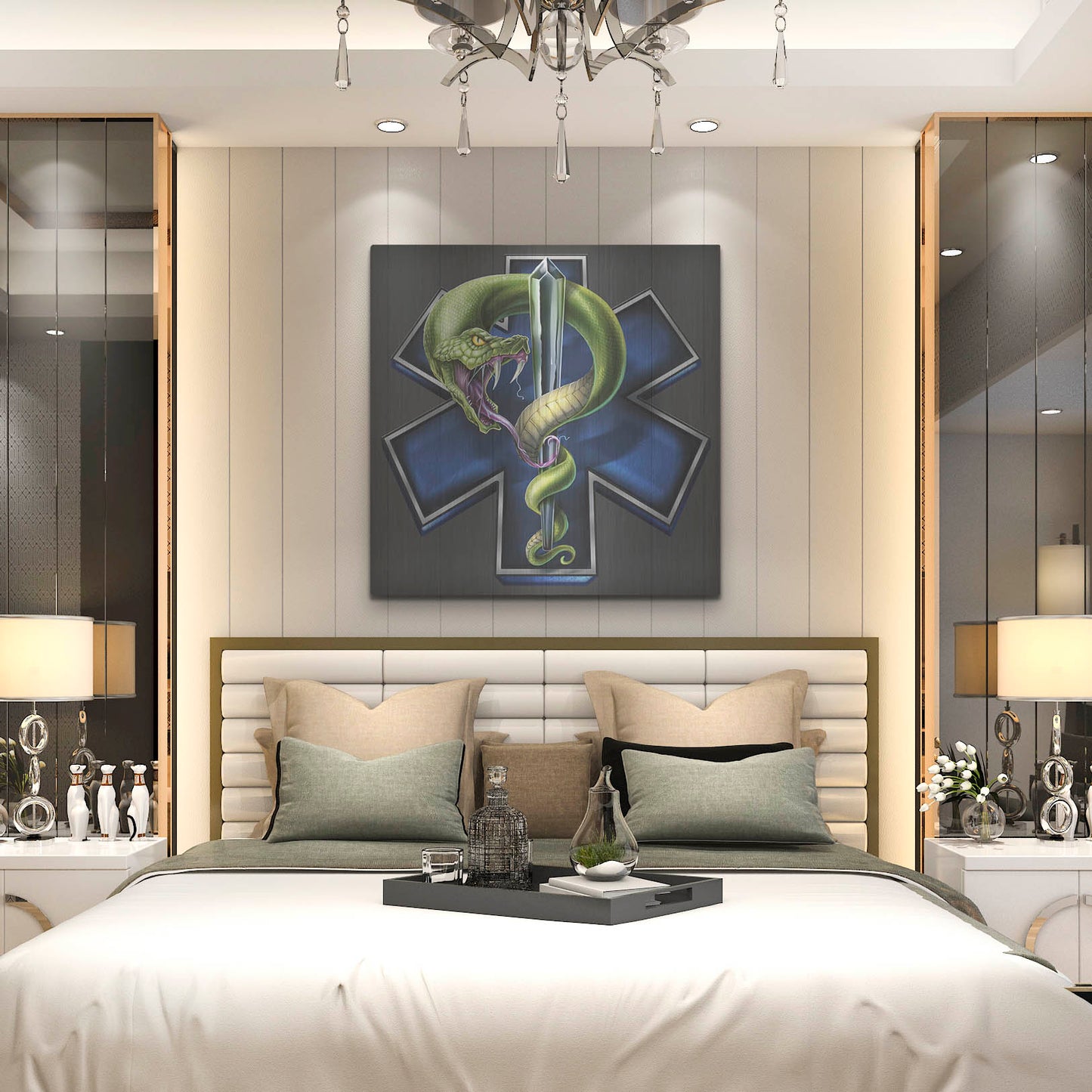 Luxe Metal Art 'EMS Star of Life With Snake' by Flyland Designs, Metal Wall Art,36x36