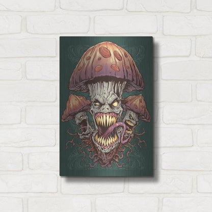Luxe Metal Art 'Evil Mushroom Color Scheme 02' by Flyland Designs, Metal Wall Art,12x16