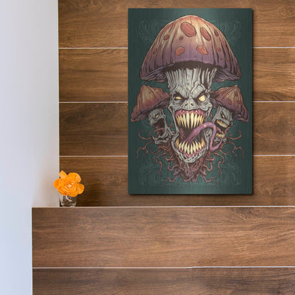 Luxe Metal Art 'Evil Mushroom Color Scheme 02' by Flyland Designs, Metal Wall Art,12x16