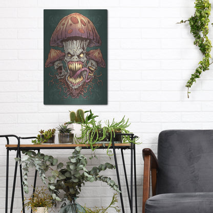 Luxe Metal Art 'Evil Mushroom Color Scheme 02' by Flyland Designs, Metal Wall Art,12x16