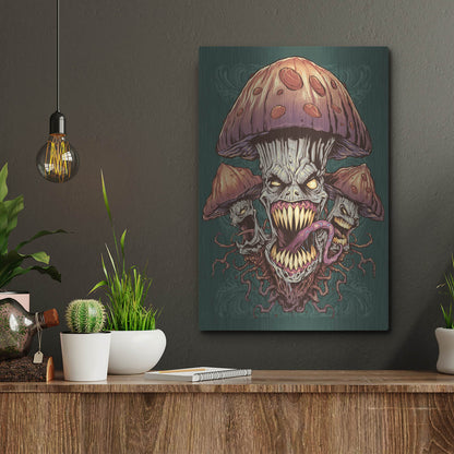 Luxe Metal Art 'Evil Mushroom Color Scheme 02' by Flyland Designs, Metal Wall Art,12x16