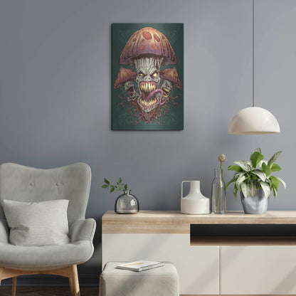 Luxe Metal Art 'Evil Mushroom Color Scheme 02' by Flyland Designs, Metal Wall Art,16x24
