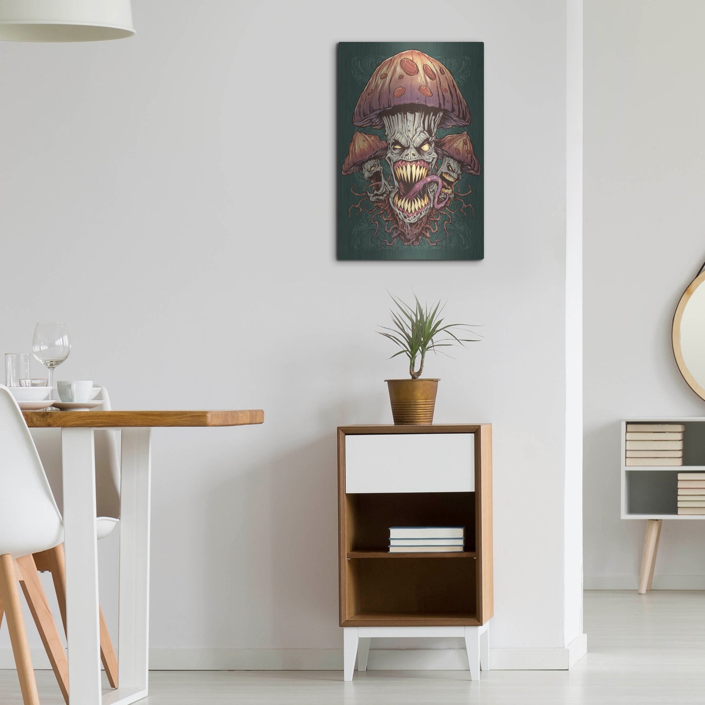 Luxe Metal Art 'Evil Mushroom Color Scheme 02' by Flyland Designs, Metal Wall Art,16x24