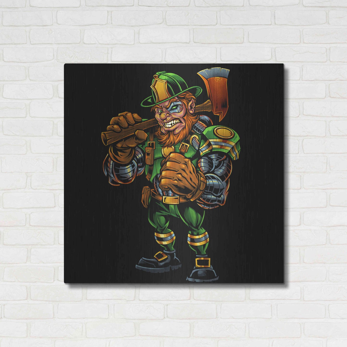Luxe Metal Art 'Fire Fighter Cyborg Leprechaun' by Flyland Designs, Metal Wall Art,36x36