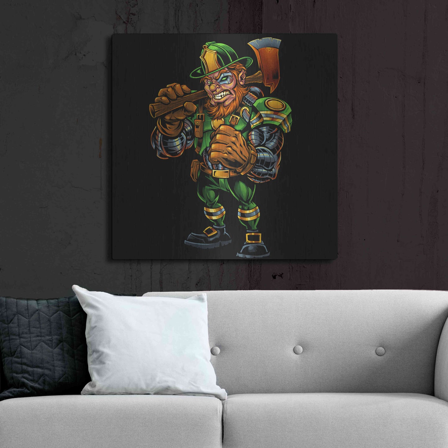 Luxe Metal Art 'Fire Fighter Cyborg Leprechaun' by Flyland Designs, Metal Wall Art,36x36