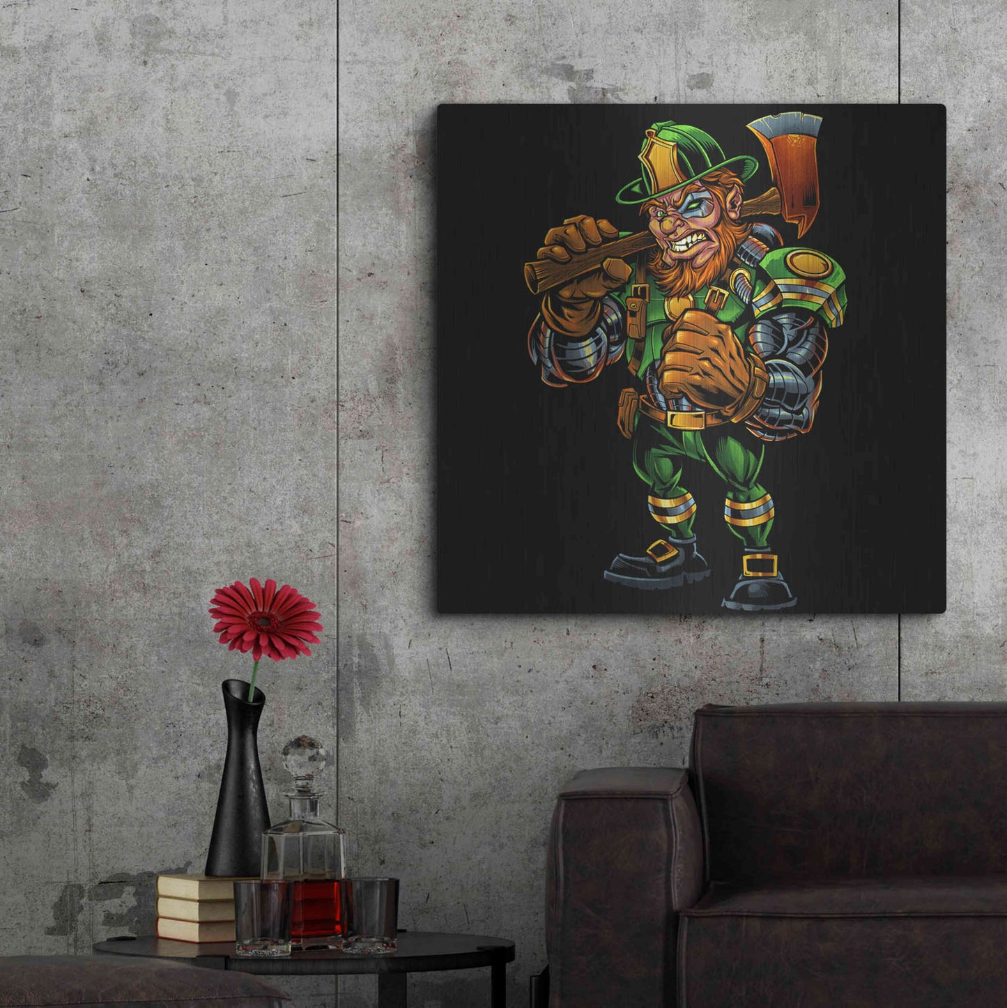 Luxe Metal Art 'Fire Fighter Cyborg Leprechaun' by Flyland Designs, Metal Wall Art,36x36
