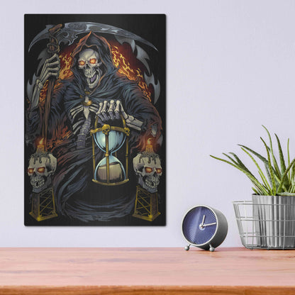 Luxe Metal Art 'Grim Reaper With Hourglass' by Flyland Designs, Metal Wall Art,12x16
