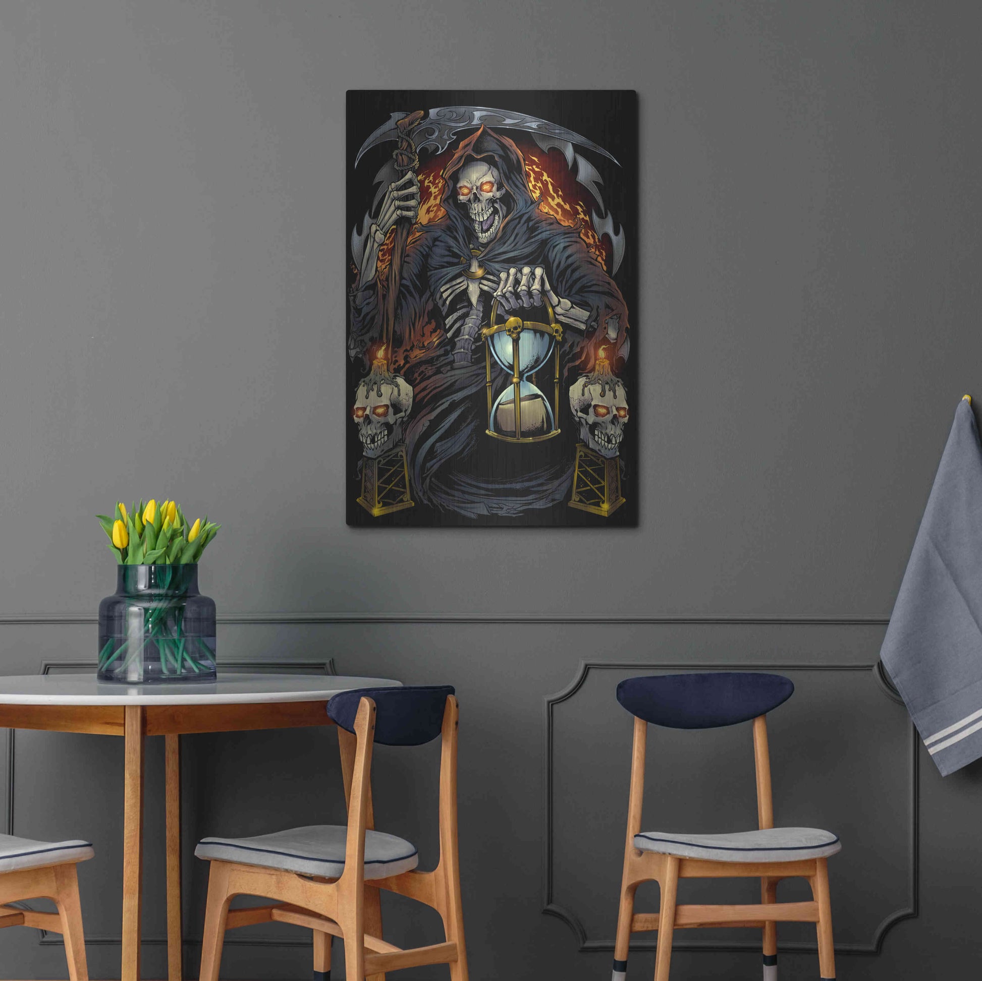 Luxe Metal Art 'Grim Reaper With Hourglass' by Flyland Designs, Metal Wall Art,24x36