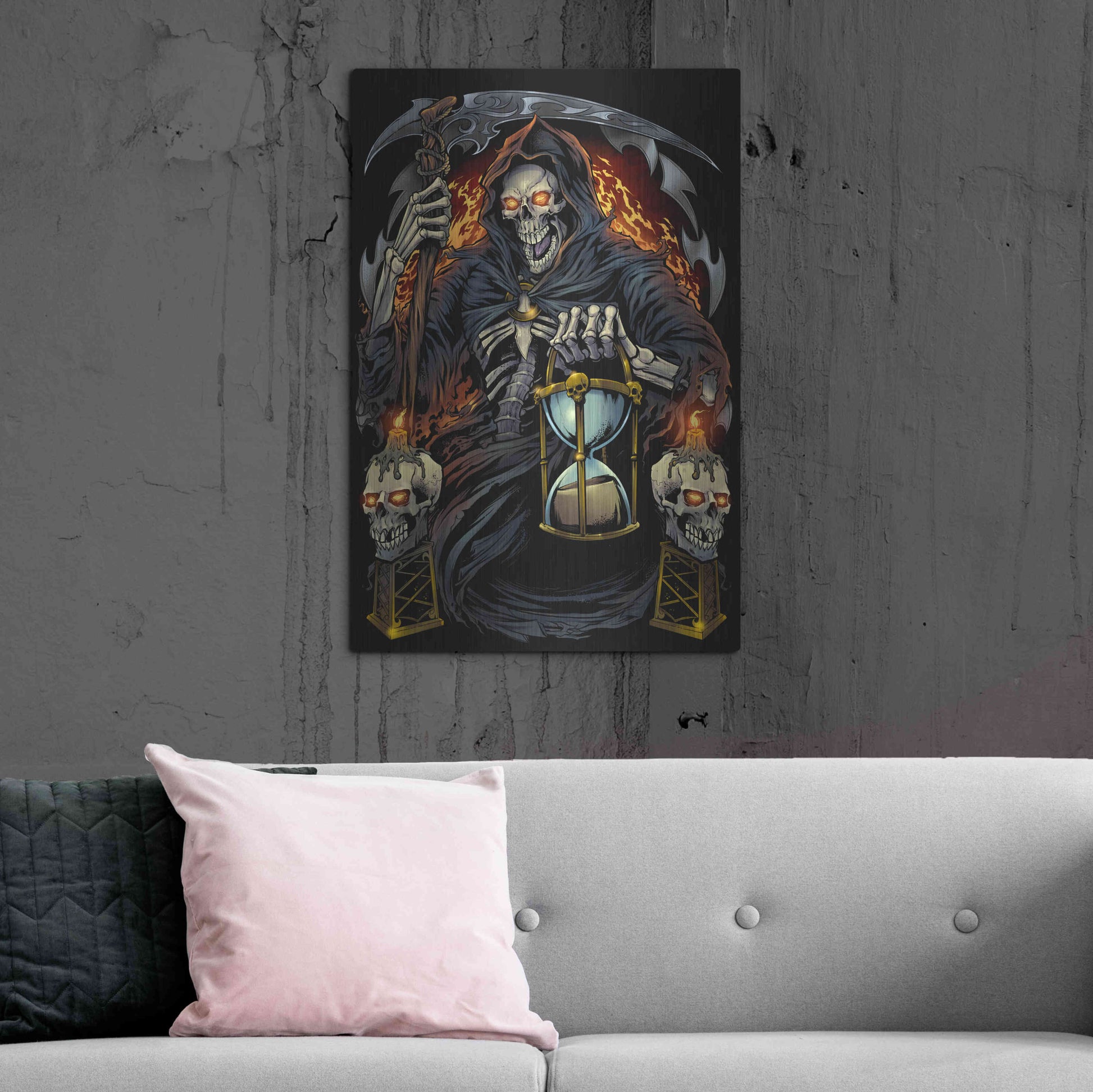 Luxe Metal Art 'Grim Reaper With Hourglass' by Flyland Designs, Metal Wall Art,24x36