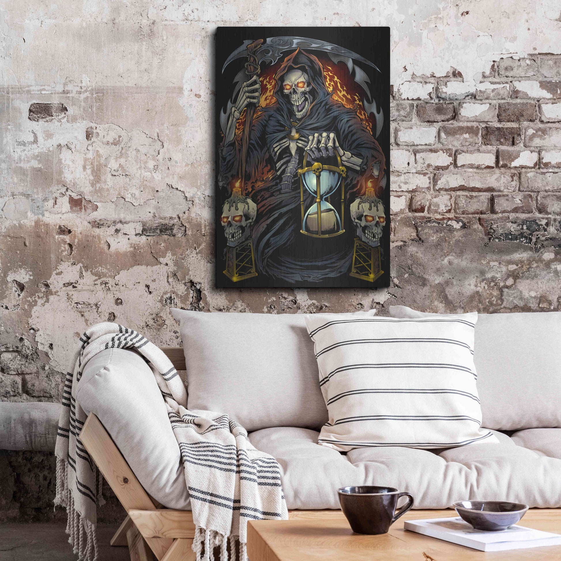 Luxe Metal Art 'Grim Reaper With Hourglass' by Flyland Designs, Metal Wall Art,24x36