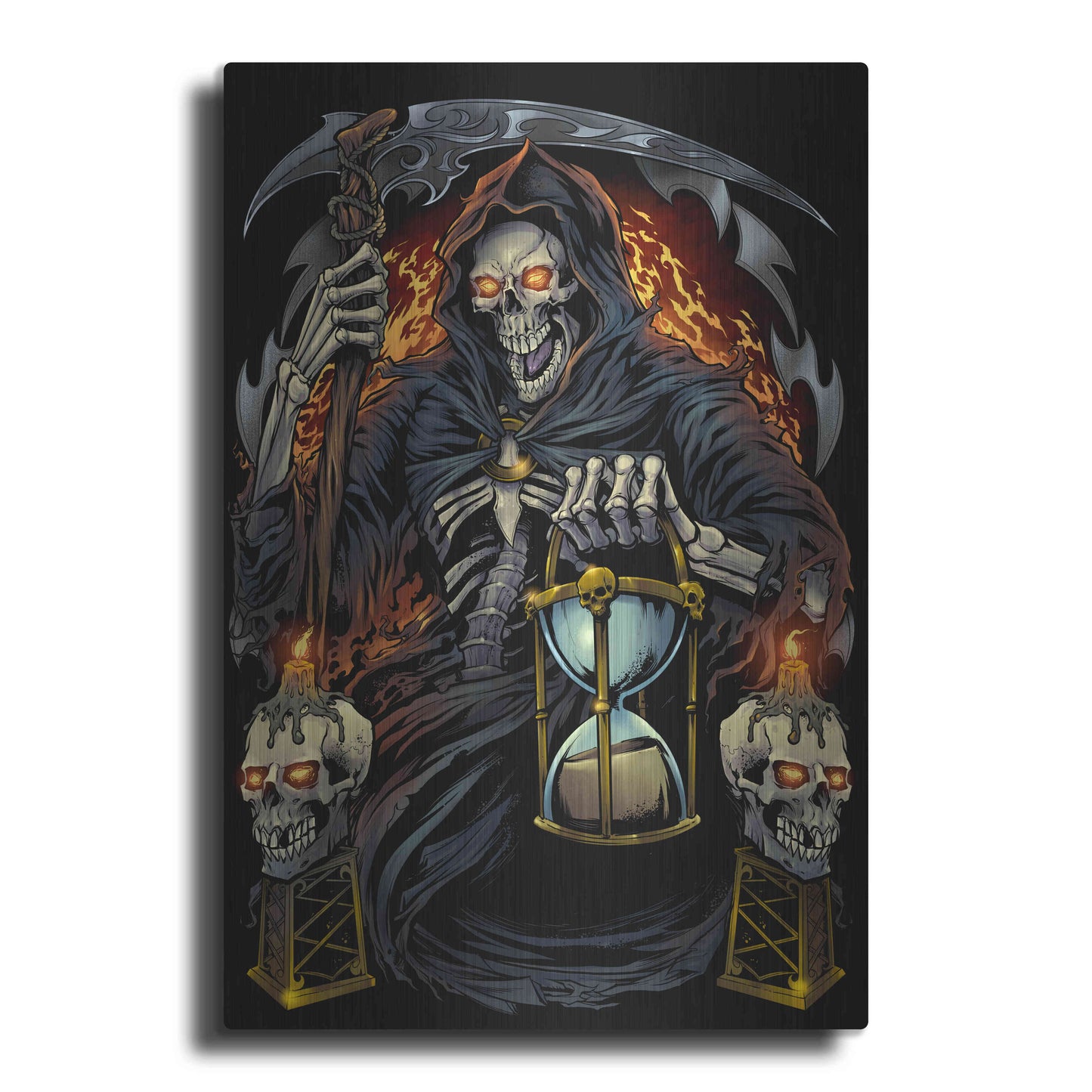 Luxe Metal Art 'Grim Reaper With Hourglass' by Flyland Designs, Metal Wall Art