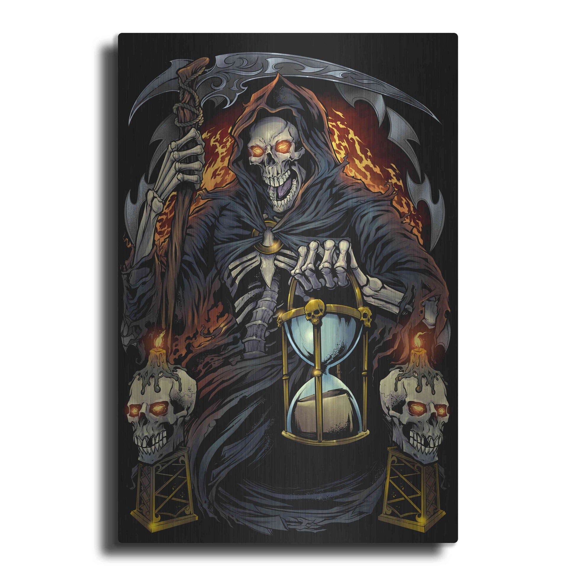 Luxe Metal Art 'Grim Reaper With Hourglass' by Flyland Designs, Metal Wall Art