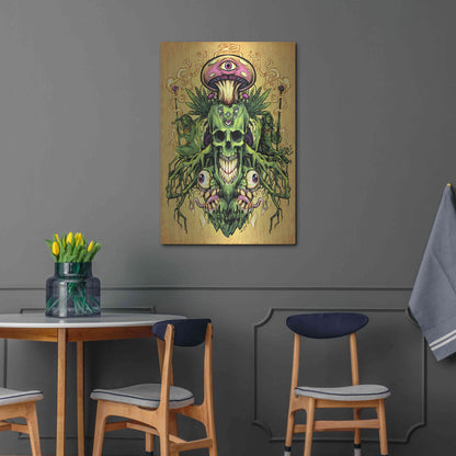 Luxe Metal Art 'Marijuana Skull and Mushrooms' by Flyland Designs, Metal Wall Art,24x36