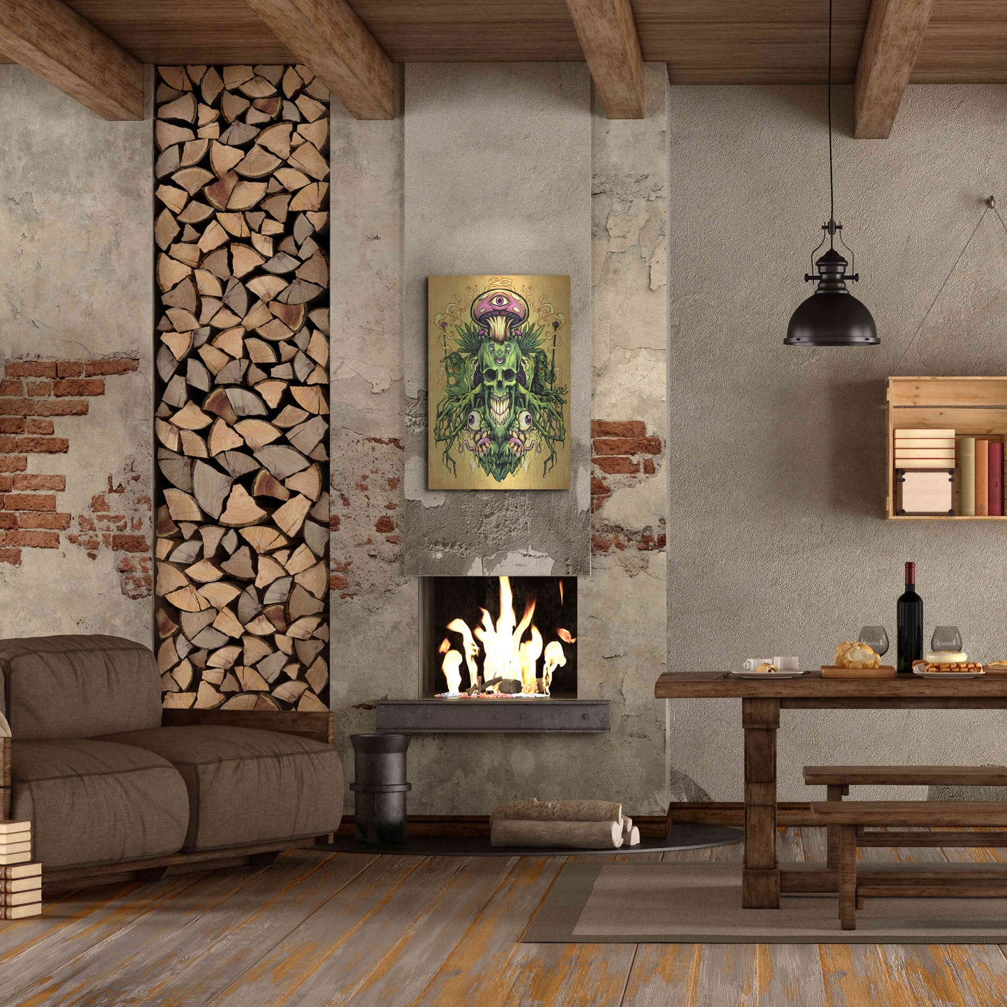 Luxe Metal Art 'Marijuana Skull and Mushrooms' by Flyland Designs, Metal Wall Art,24x36