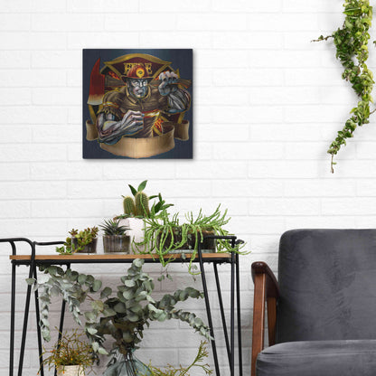 Luxe Metal Art 'Metal Skin Fire-Fighter' by Flyland Designs, Metal Wall Art,12x12