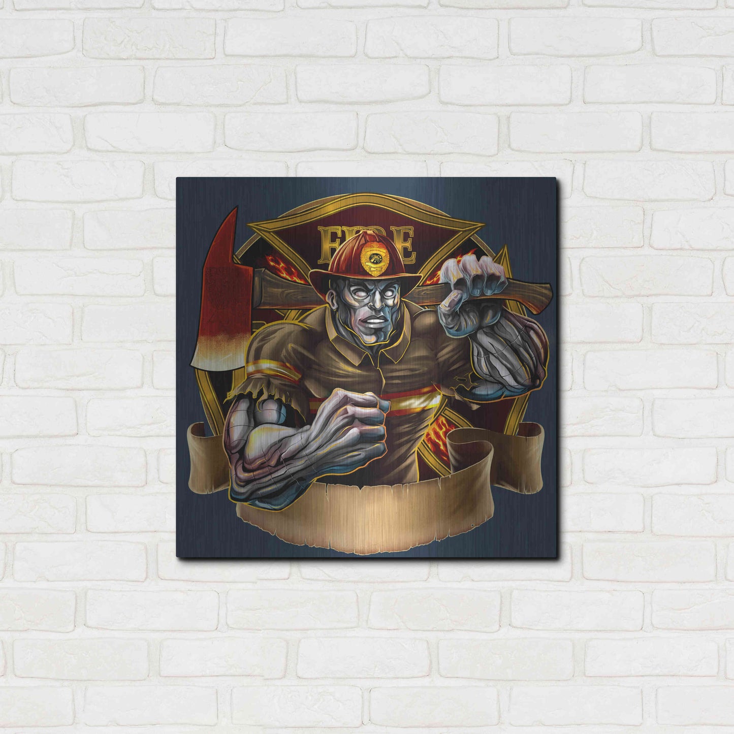 Luxe Metal Art 'Metal Skin Fire-Fighter' by Flyland Designs, Metal Wall Art,24x24