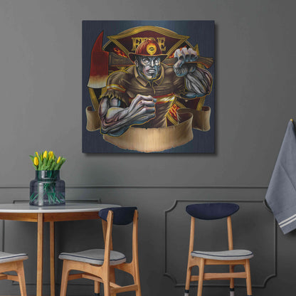 Luxe Metal Art 'Metal Skin Fire-Fighter' by Flyland Designs, Metal Wall Art,36x36