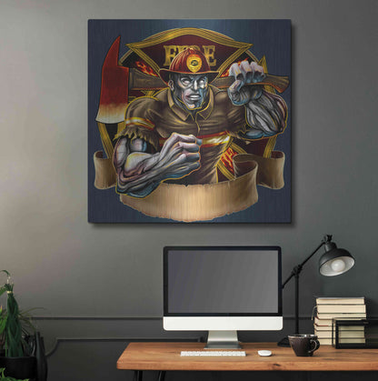 Luxe Metal Art 'Metal Skin Fire-Fighter' by Flyland Designs, Metal Wall Art,36x36