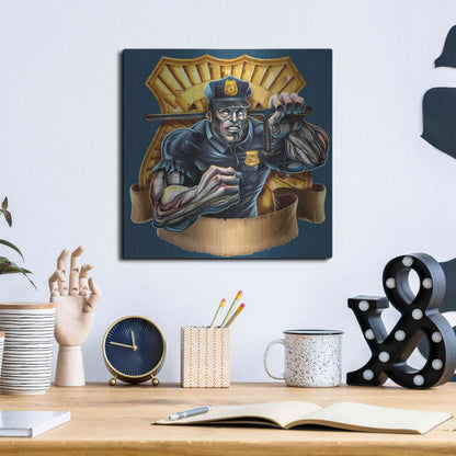 Luxe Metal Art 'Metal Skin Police Officer' by Flyland Designs, Metal Wall Art,12x12