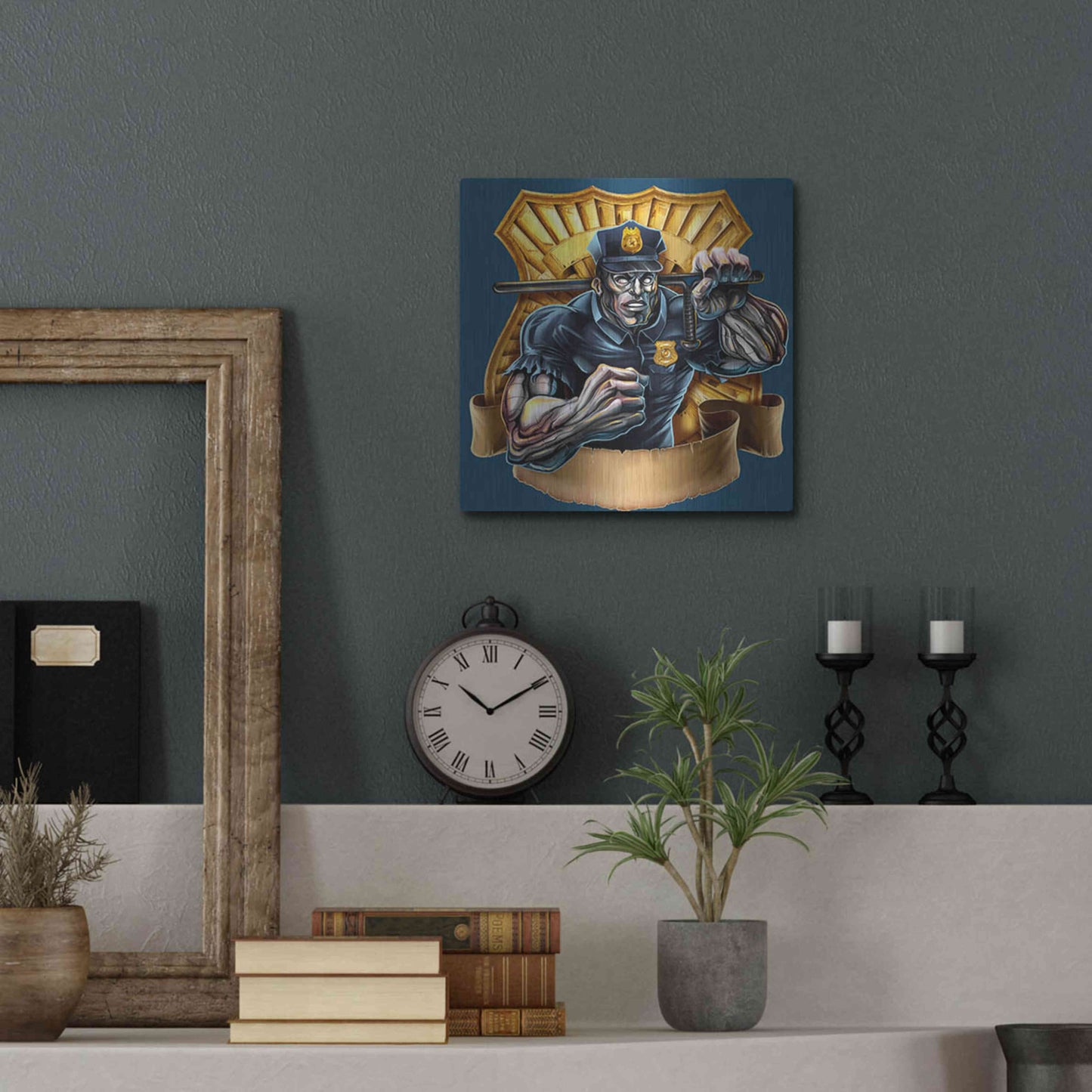 Luxe Metal Art 'Metal Skin Police Officer' by Flyland Designs, Metal Wall Art,12x12