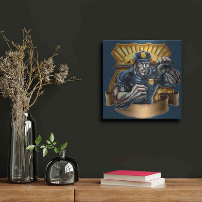 Luxe Metal Art 'Metal Skin Police Officer' by Flyland Designs, Metal Wall Art,12x12