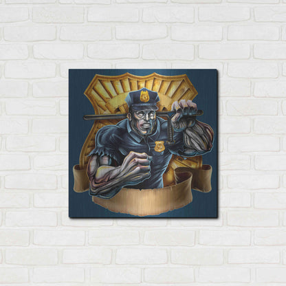 Luxe Metal Art 'Metal Skin Police Officer' by Flyland Designs, Metal Wall Art,24x24
