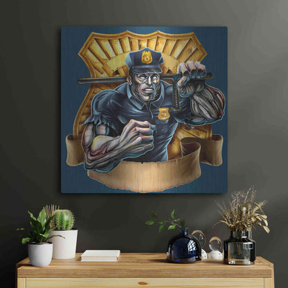 Luxe Metal Art 'Metal Skin Police Officer' by Flyland Designs, Metal Wall Art,24x24
