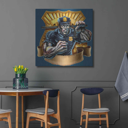Luxe Metal Art 'Metal Skin Police Officer' by Flyland Designs, Metal Wall Art,36x36