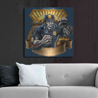Luxe Metal Art 'Metal Skin Police Officer' by Flyland Designs, Metal Wall Art,36x36