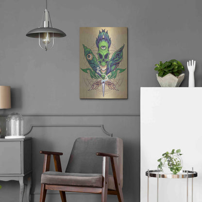 Luxe Metal Art 'Pot Leaf Skull' by Flyland Designs, Metal Wall Art,16x24
