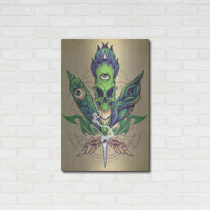 Luxe Metal Art 'Pot Leaf Skull' by Flyland Designs, Metal Wall Art,24x36