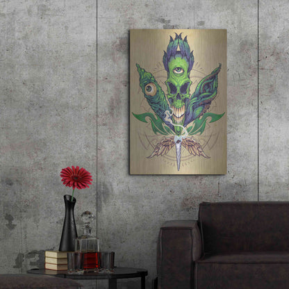 Luxe Metal Art 'Pot Leaf Skull' by Flyland Designs, Metal Wall Art,24x36