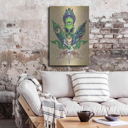 Luxe Metal Art 'Pot Leaf Skull' by Flyland Designs, Metal Wall Art,24x36